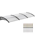 Marquise de Proteção 303x96 cm Marquise Exterior para Portas e Janelas com Suporte Liga de Alumínio Policarbonato Transparente