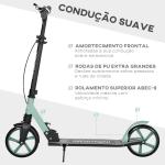 Trotinete Dobrável com Guiador Ajustável Rodas Grandes de 200mm Amortecimento e Travão Carga Máxima 100kg 91,5x36,5x91 - 104cm Verde
