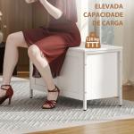 Baú de Armazenamento 95L Baú de Arrumação com Tampa Banco de Armazenamento com Dobradiça de Segurança 80x40x50 cm Branco