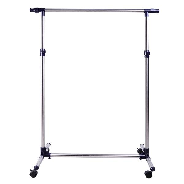 Charriot com Altura Ajustável Cabideiro com Rodas para Roupas Aço Inoxidável 86 - 160x45x95 - 170cm Prata e Preto