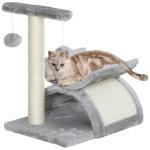 Árvore Arranhador para Gatos Pequena com Poste Giratório Bolas Suspensas Plataforma Curva e Esconderijo 40x30x43 cm Cinza