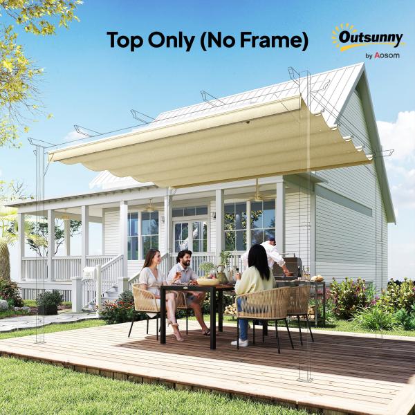 Cobertura para Pérgola 2,5x2,55cm Teto de Substituição Retrátil para Pérgola com 10 Orifícios de Drenagem Creme