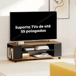 Móvel para TV com Rodas Armário para TV Flutuante com 2 Portas e 2 Prateleiras 120x40x38,5 cm Preto e Nogueira