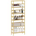 Estante de Bambu de 6 Níveis Prateleiras Ajustáveis para Espaços Pequenos Casa de Banho Cozinha 60x26x161 cm Madeira