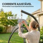 Cadeira Suspensa Tipo Ovo com Suporte Cesto Dobrável Apoio de Cabeça Almofada Bolso Lateral Capacidade 120 kg Cinzento Escuro