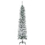 Árvore de Natal Estreita Nevada 180 cm com 395 Ramos e Suporte Metálico Dobrável para Sala de Estar, Interior, Verde