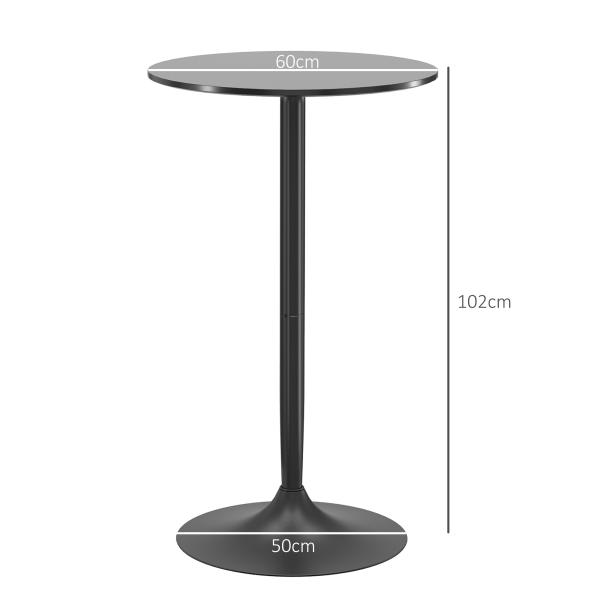 Mesa de Bar Redonda Mesa Alta de Cozinha Moderna com Estrutura de Aço para 2 Pessoas Ø60x102 cm Preto