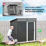 Abrigo de Jardim 1,9m² 195x122x182 cm com Base Reforçada (Chão NÃO Incluído) Porta Corredera Janelas Abrigo de Ferramentas Cinza Escuro