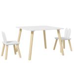 Mesa Infantil com Encosto de Cadeiras com Orelhas de Coelho Mesa Infantil para Sala de Jogos de Berçário Branca