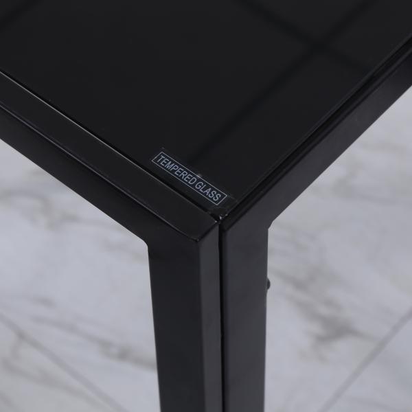 Mesa Sala de Jantar de Cristal Mesa Retangular para 4 - 6 pessoas com Pés de Metal Multifuncional 120x60x75 cm Preto