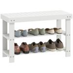 Banco Sapateira de Bambu Organizador de Sapatos com 2 Prateleiras para 6 - 9 Pares de Sapatos 70x28x45 cm Branco