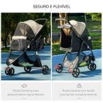 Carrinho para Cães Dobrável para Cães Pequenos com Cesta de Armazenamento Janela de Malha Capa para Chuva 80,5x51,5x100 cm Caqui