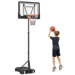 Tabela de Basquetebol para Exterior com Altura Ajustável 206 - 260 cm Rodas e Base Recarregável Preto