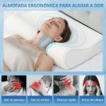 Almofada de Espuma Viscoelástica com Desenho Ergonómico Dupla Altura Capa Removível e Lavável 68,58x35,56x8,9/10,8 cm Creme