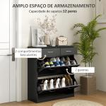 Sapateira Estreito com 2 Compartimentos e 2 Gavetas para 12 Pares de Sapatos 80x30x91,5 cm Preto