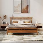 Conjunto de 2 Mesas de Cabeceira Suspensas com Gaveta e Compartimento para Quarto Sala 37x32x21 cm Madeira