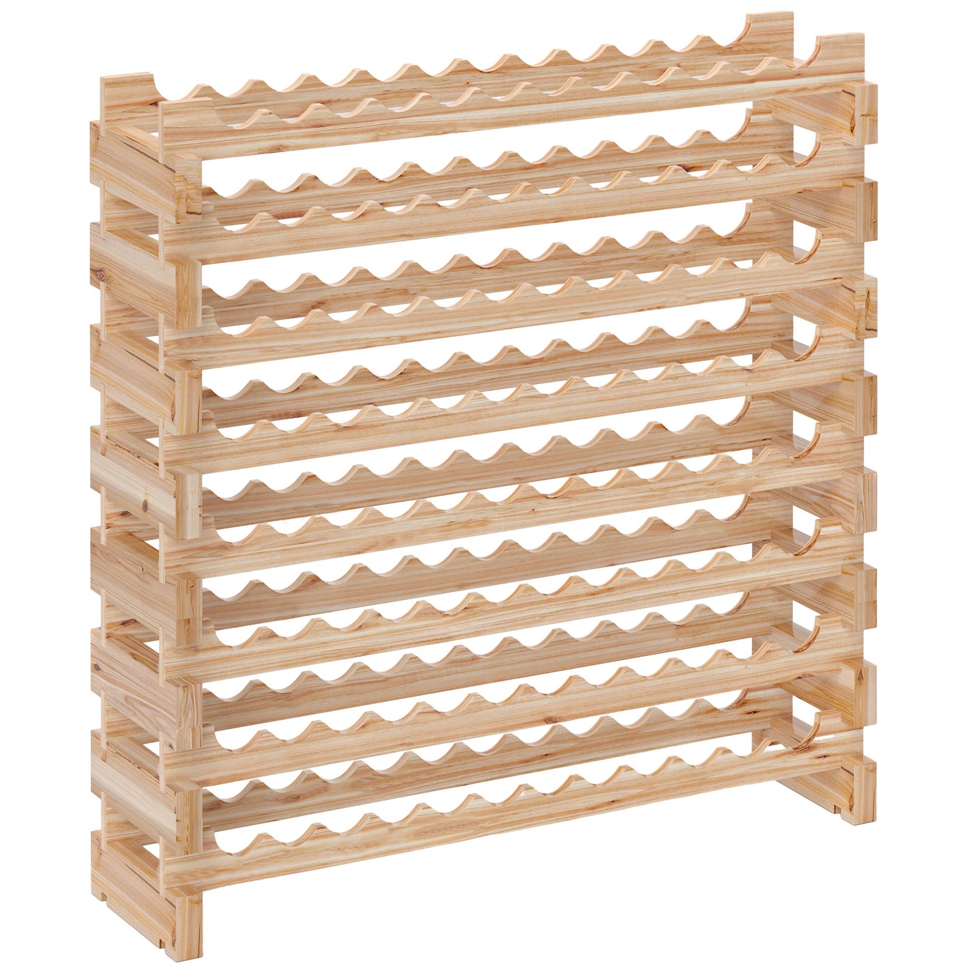 Suporte para Garrafas de Vinho para 96 Garrafas com 8 Níveis Suporte para Vinhos Vertical 114x28x113,5 cm Madeira