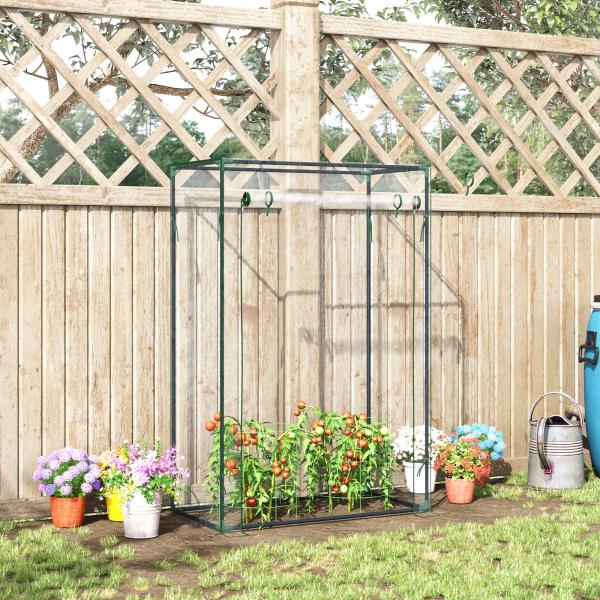 Estufa com Porta Enrolável e Estrutura de Aço Estufa de Jardim para Cultivo de Plantas 100x50x150 cm Transparente