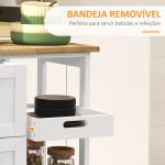 Carrinho de Cozinha com Rodas Carrinho de Serviço com 3 Gavetas 2 Prateleiras Abertas e Bandeja 67x37x85,5 cm Branco