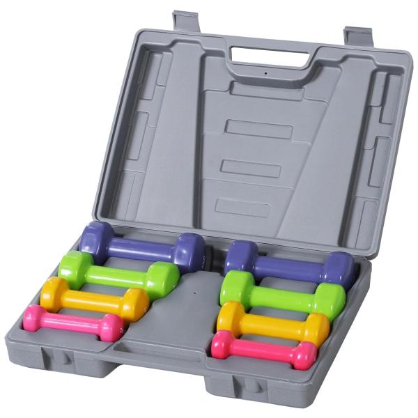 Jogo de 8 Halteres Hexagonais 4 Pares 2kg 1,5kg 1kg 0,5kg com Revestimento Pesos para Exercícios em Casa Academia Aço Multicolor