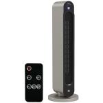 Aquecedor Cerâmico de Torre 1100/2200W com Controlo Remoto Ecrã LED Temporizador de 12h Termostato 3 Modos Ø25x73,5 cm Prata e Preto