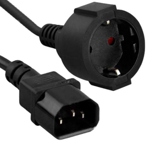 Cabo Adaptador Ficha Femea Schuko 3P - Ficha Tripolar IEC C13 Macho (1,8 mts) - VELLEMAN