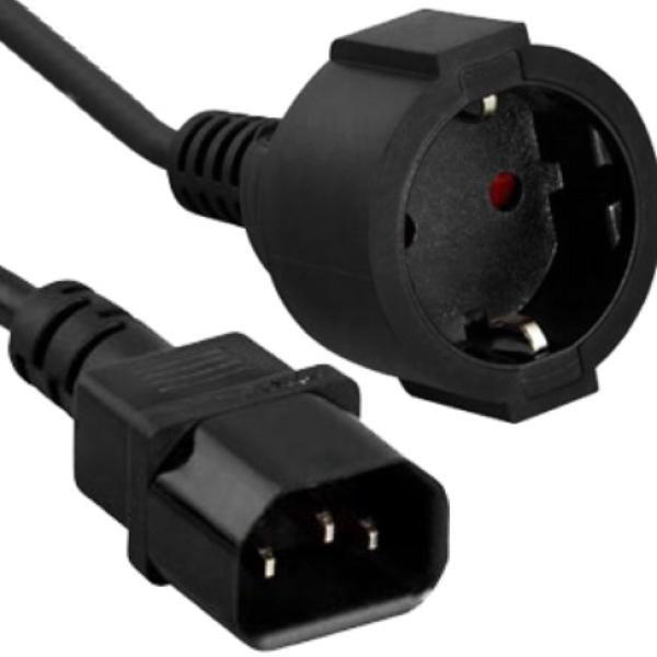 Cabo Adaptador Ficha Femea Schuko 3P - Ficha Tripolar IEC C13 Macho (1,8 mts) - VELLEMAN