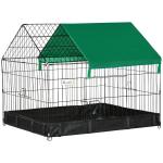 Gaiola para Animais Pequenos com 2 Portas Base com Tecido Oxford Impermeável e Toldo 90x75x75 cm Preto e Verde