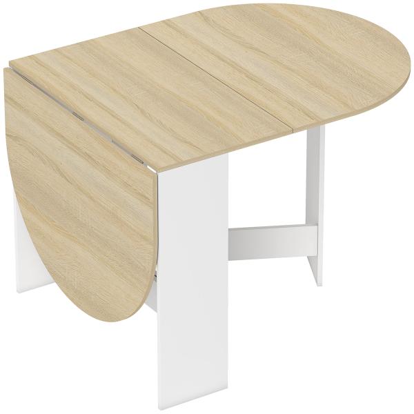 Mesa de Cozinha Dobrável Mesa de Jantar Dobrável Ovalada com Laterais Abatíveis Estilo Moderno 163x80x75 cm Madeira