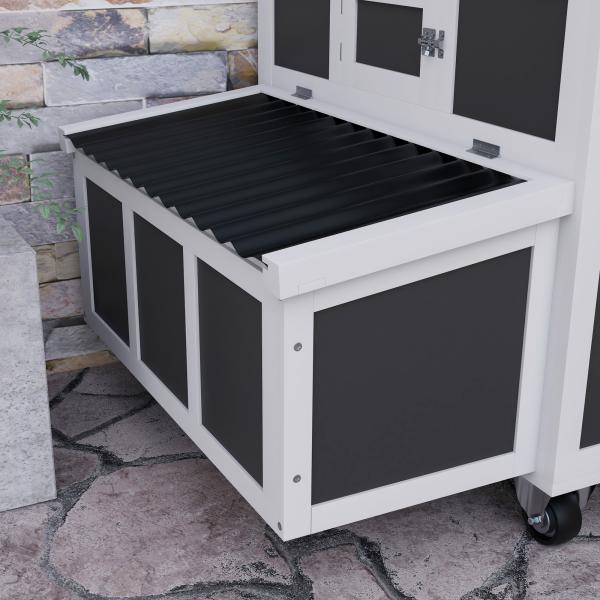Galinheiro de Madeira 147x93,5x89,5 cm Galinheiro para Exterior com Tabuleiro Amovível Gaiola para 6 Galinhas Cinza