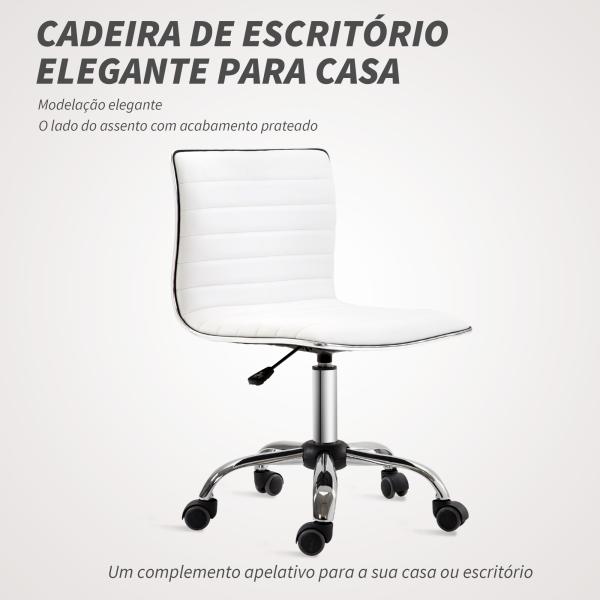 Cadeira de Escritório sem Apoio para os Braços Cadeira de Escritório Giratória com Altura Ajustável 48x52x78 - 90 cm Branco