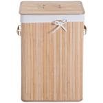 Cesto de Roupa de Bambu Dobrável Cesto para Roupa Suja com Tampa e Bolsa Amovível 40x30x60 cm Bambu