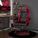 Cadeira Gaming Ergonómica Reclinável 135° de Couro PU com Suporte Lombar Altura Ajustável 65x65x129 cm Preto e Vermelho