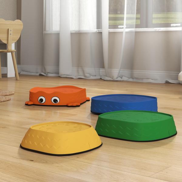 Conjunto de Pedras de Equilíbrio Empilháveis para Crianças de 5 Peças com Forma de Rã e Antiderrapantes Multicolor