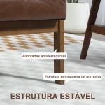Sofá de 2 Lugares Estofado em Couro PU com Apoio para os Braços de Madeira para Sala de Estar Dormitório115x70x81 cm Marrom