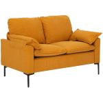 Sofá de 2 Lugares Revestido em Veludo Sofá Moderno com Pés de Metal Apoios de Braços Acolchoados 130x77x84 cm Amarelo Mostarda