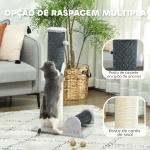 Arranhador para Gatos com Poste de Sisal Escova de Auto Higiene e Bola Suspensa 40x48x85 cm Cinza e Creme