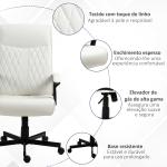 Cadeira de Escritório Giratória 360° com Encosto Alto Altura Ajustável e Função de Inclinação 65x65x102 - 112,5cm Branco creme