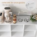 Aparador de Cozinha com Porta de Malha 4 Compartimentos Abertos e Estante Ajustável para Sala 120x37x81,5 cm Branco