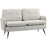 Sofá de 2 Lugares Moderno Estofado em Poliéster com 4 Almofadas Apoio para os Braços e Pés de Aço 139x68x80 cm Creme