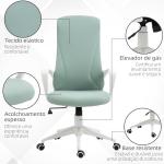 Cadeira de Escritório Ergonómica com Altura Ajustável Função de Inclinação e Encosto Alto 62x56x110 - 119,5 cm Verde