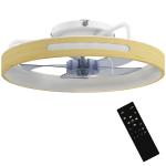 Ventilador de Teto com Luz LED 40 W Motor DC Reversível Comando 6 Velocidades 3 Cores Temporizador Madeira