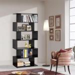 Estante com 6 Prateleiras para Livros em Formato S 80x24x191 cm preto