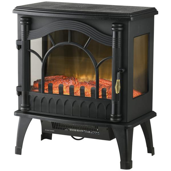 Lareira Elétrica 1000W/2000W com Temperatura Ajustável e Brilho Ajustável para Ambientes 15 - 30 m² 55x31x58 cm Preto