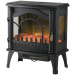 Lareira Elétrica 1000W/2000W com Temperatura Ajustável e Brilho Ajustável para Ambientes 15 - 30 m² 55x31x58 cm Preto