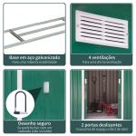Abrigo de Jardim 213x130x185cm Abrigo de Jardim Metálico de Exterior com 2 Portas Deslizantes e 4 Janelas Verde