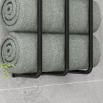Toalheiro de Casa de Banho Toalheiro de Parede com 3 Barras e Estrutura de Metal Suporte para Toalhas 21x12x74 cm Preto