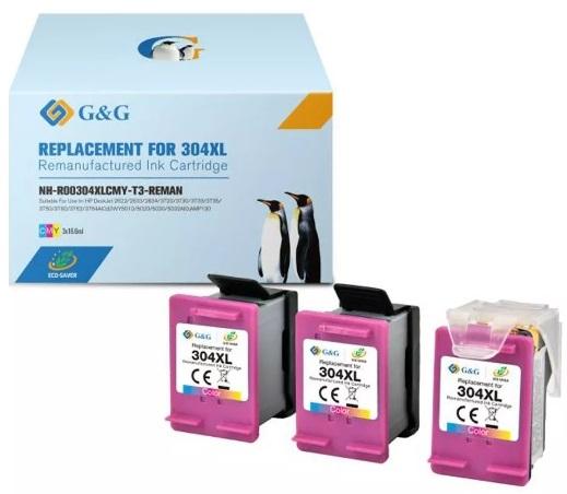 Pack 3x Tinteiros Eco Saver HP 304XL (Cores) - G&G