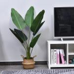 Planta Artificial de Decoração Planta Palmeira Artificial com Vaso 7 Folhas para Exterior e Interior Ø15x120cm Verde
