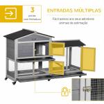 Casota para Coelhos Exterior 157,4x53x99,5 cm Gaiola Grande com Rodas, Telhado Asfáltico, Tabuleiros Removíveis e Rampa Cinzento